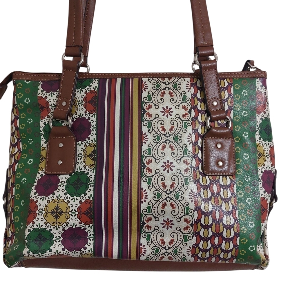 Relic Colorful Patterned Shoulder Bag with Brown Straps - Picture 3 of 5